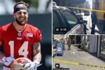 NFL球员当街被抢胸口中枪😔詹姆斯无奈：要两点一线了🙏🏾
